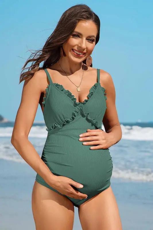 Ruch Floral Maternity Swimsuit Pregnancy Swimwear with Support and Comfort - Love Salve